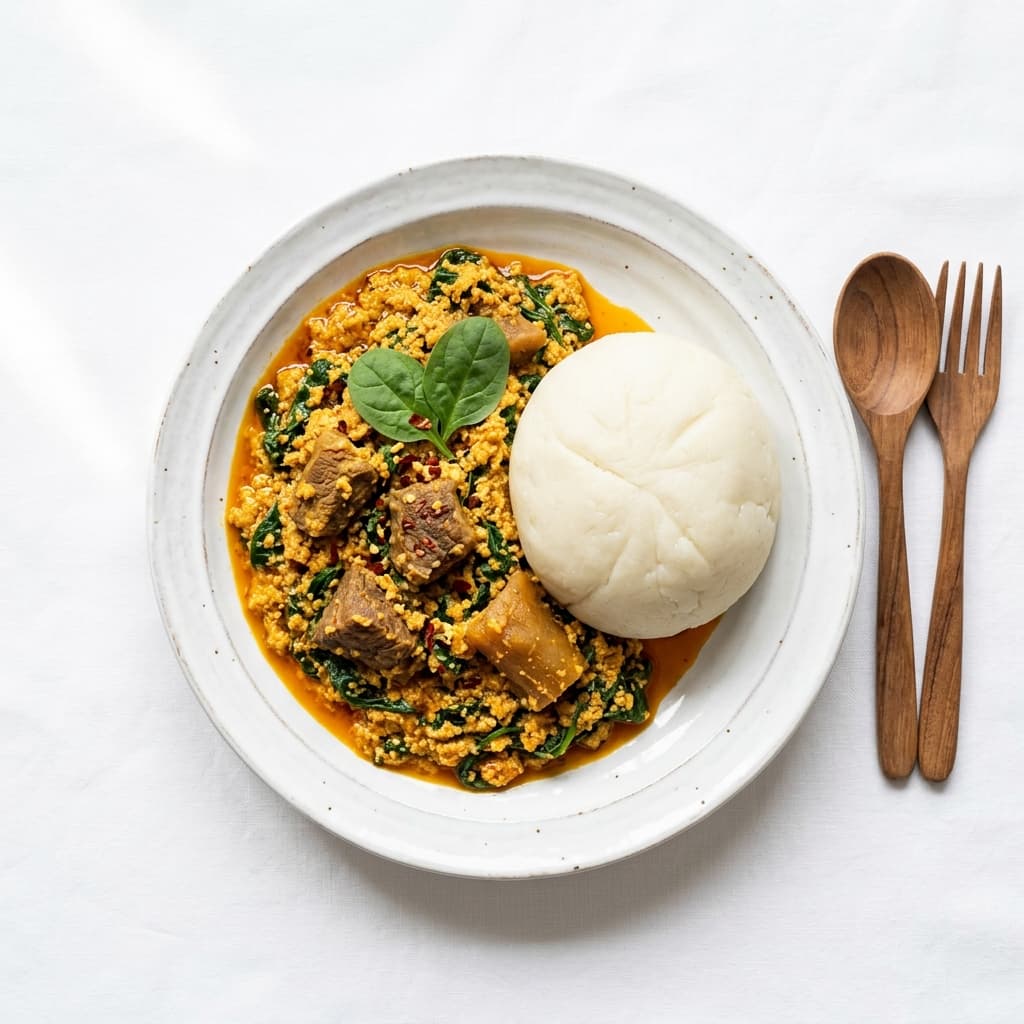 Egusi soup and pounded yam